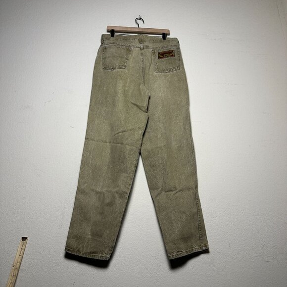VTG 90s Blues Ally Straight Fit Denim Jean Pant Men 34x32 Beige Streetwear Brown - Picture 2 of 12